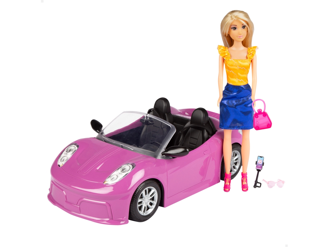 Muñeca con coche deportivo y accesorios Isabella