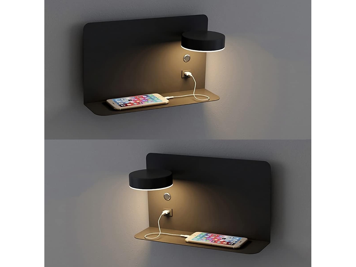 Aplique De Pared Led Ajustable (12w) Con Puerto De Carga Usb – Aplique De Pared Moderno Para Interiores Con Interruptor - Paquete De 2