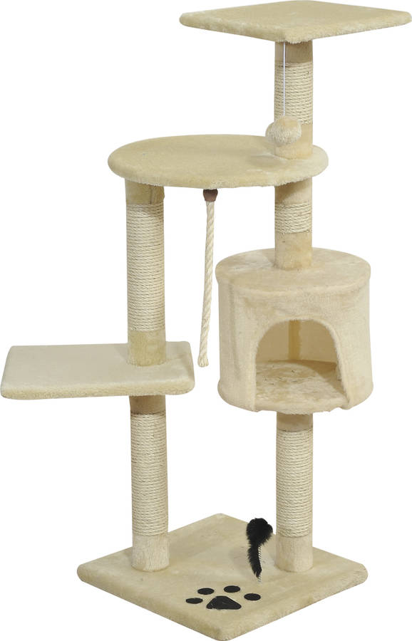 Rascador Gato Altura 112cm arbol poste para arañar centro de juegos pawhut d30035