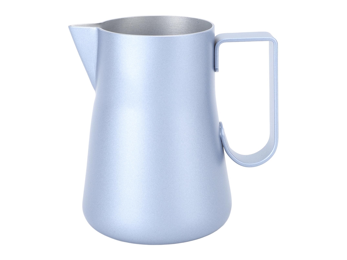 Jarra de acero inoxidable para espumar leche y café, 350 ml, color azul