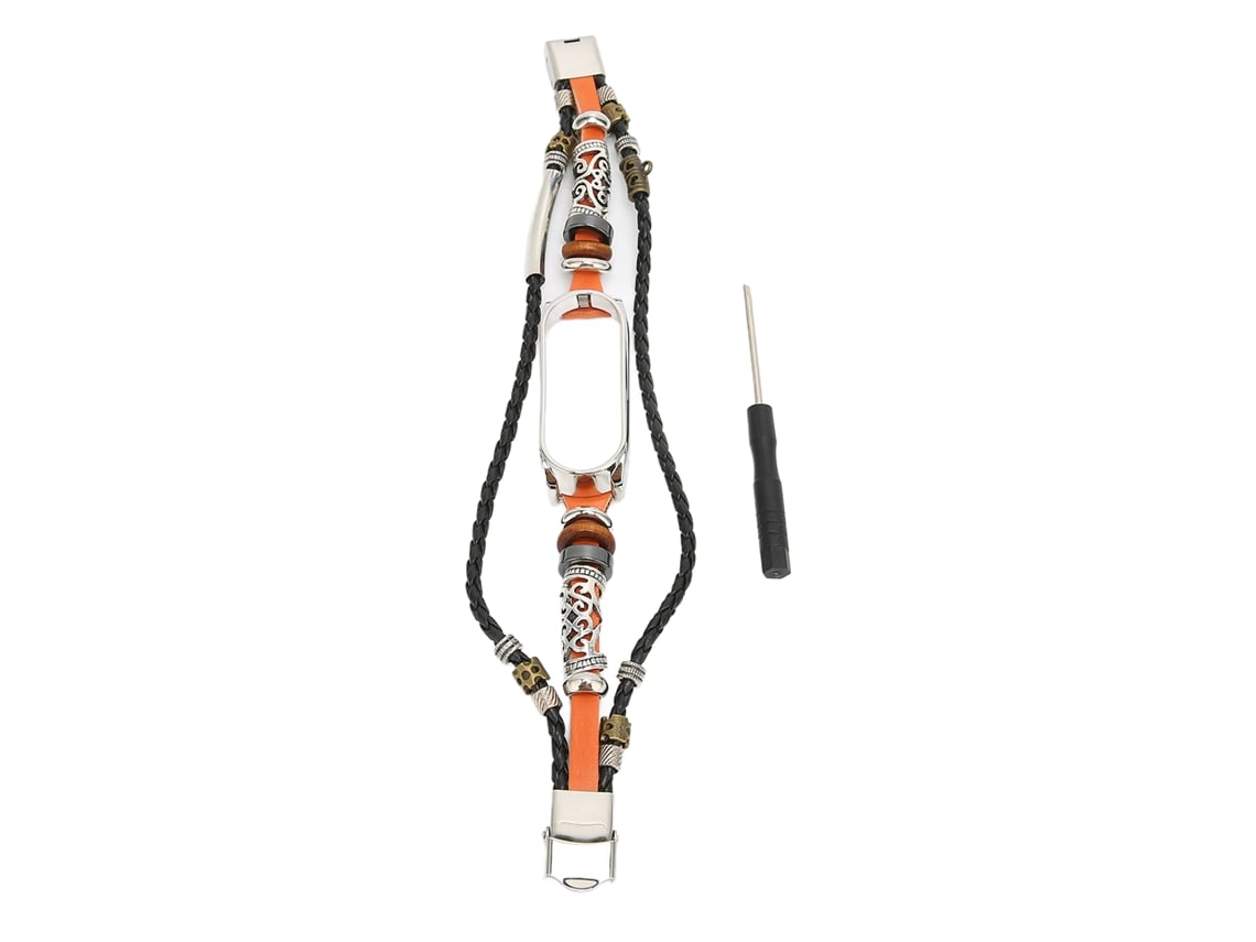 Pulsera De Cuero Retro Para Xiaomi Mi Band 5/6 Nfc, Estilo Moderno, Personalizable, Color Marrón Y Plata.