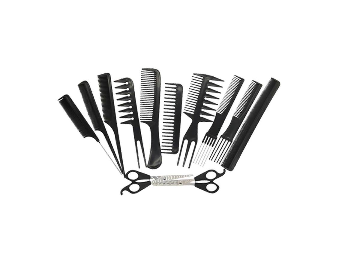 Peine antiestático de dientes gruesos y finos, peine ondulado, juego de peines, capa para cortar el pelo, negro, tienda Jinyubo