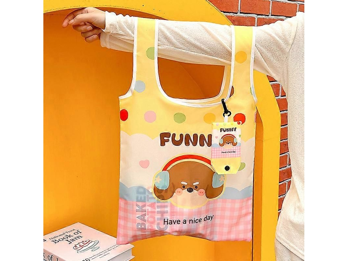 Bolso de mano con diseño de dibujos animados, portátil, reutilizable, plegable, de gran capacidad, ideal para ir de compras y como bolso de hombro. ¡Genial!