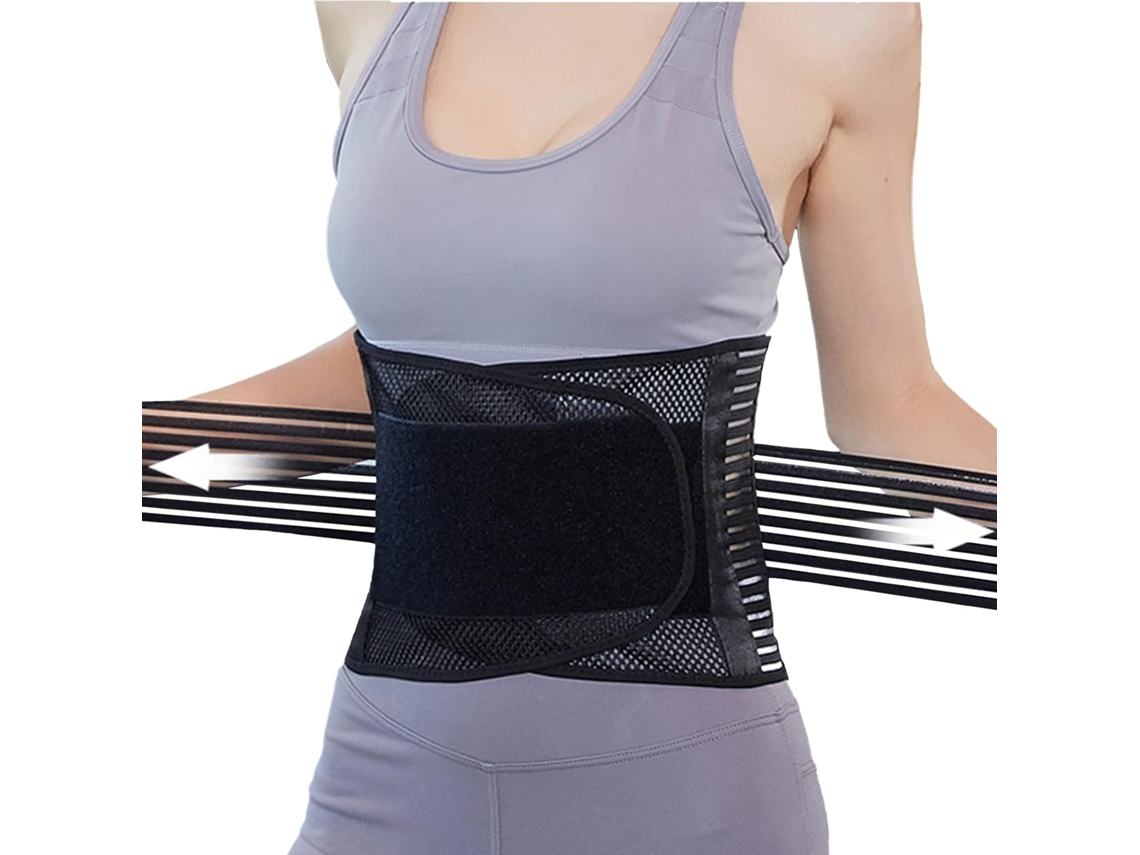 Cinturón de soporte lumbar ajustable de malla antideslizante Mdug (negro M)