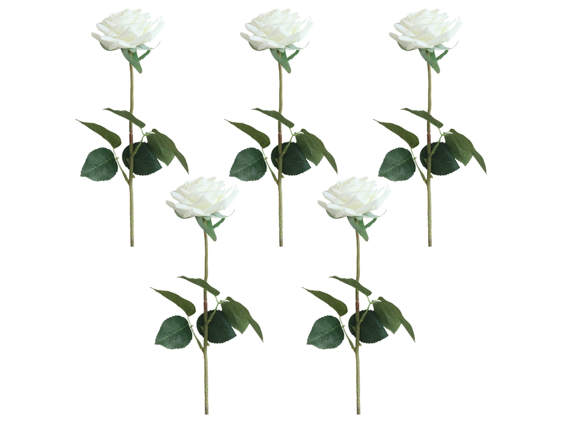 KOFIHETY 5pcs Rosas Falsas Flores Artificiales Ramo de Tallos Largos para Arreglos Boda Fiesta Decoración Hogar Cocina