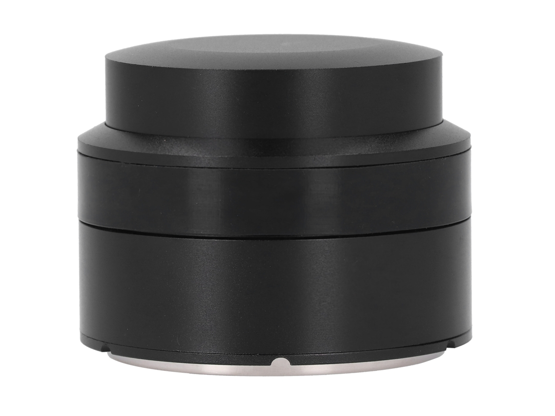 Apisonador de café de acero inoxidable de 58 mm con base plana y nivelador para cocina residencial y otros usos.