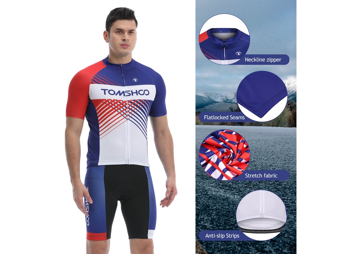 2026-tomshoo Ropa De Ciclismo Para Hombre Set Camiseta Y Pantalones Cortos Quick Dry Bicicleta Carretera Mtb