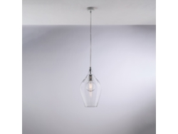 Ares - Suspensión De Hierro Con Cristal Pyrex Transparente 1 Luz 142 - Ø20 - Bl273-s1-tr