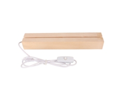Base LED rectangular de madera con luz cálida y conector USB para cristal, vidrio y acrílico, 18 cm