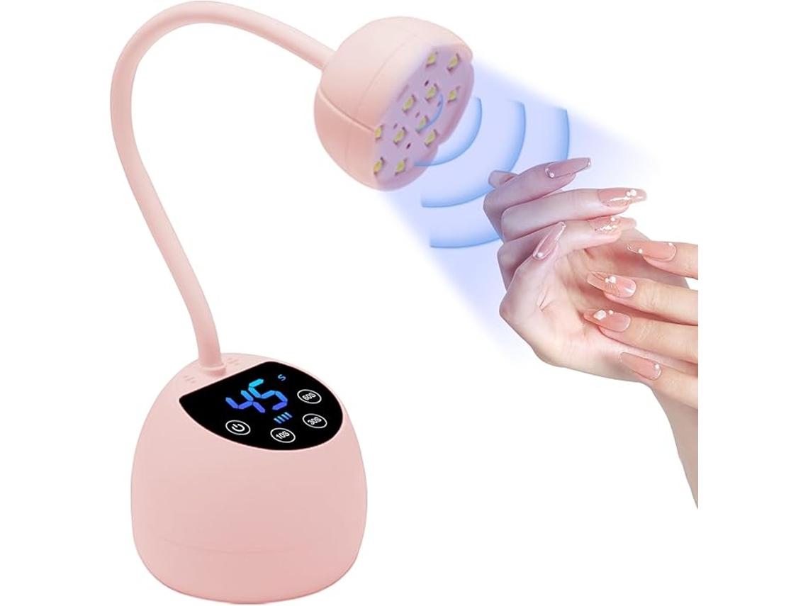 Mini Lámpara Uñas 36w Portátil, Sensor Auto Y 4 Modos, Rosa