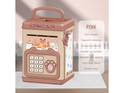 Caja fuerte infantil tipo cajero automático con asa, desbloqueo por contraseña y huella dactilar, música y divertida función de hucha. Aeuzwr