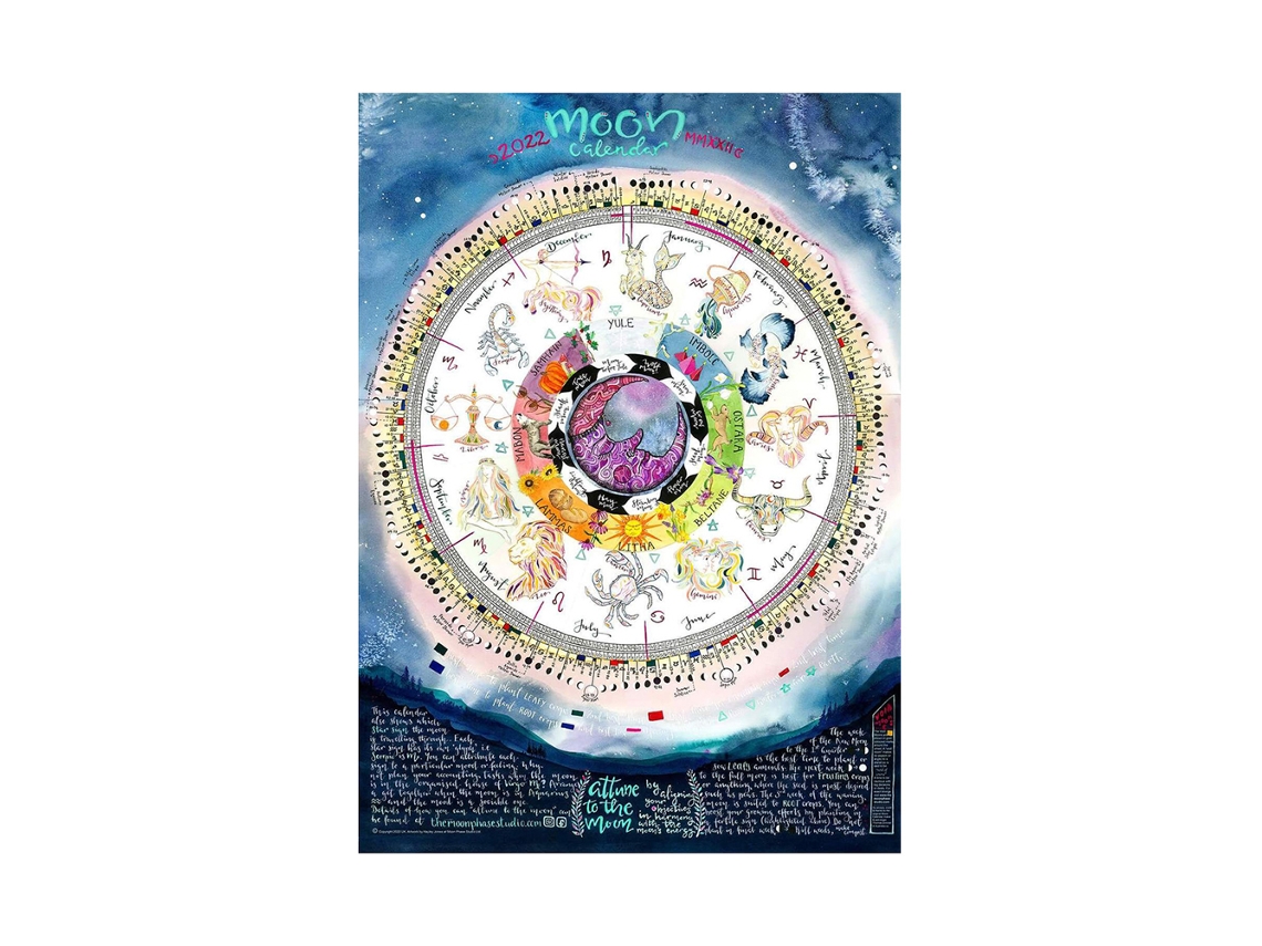 Calendario Lunar 2022 Colgable Para Pared Decoración Hogar Oficina Regalo