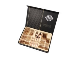 Conjunto de Caixa de Presente de Talheres de Aço Inoxidável 24 Und Ouro Rosa GERTIZ