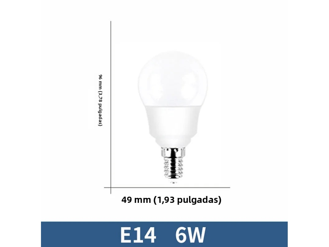 (luz Natural 6w Base Rosca E14) 6 Bombillas Led, De Alta Eficiencia Y Bajo Consumo, Con Una Vida Útil De Hasta 50.000 Horas.