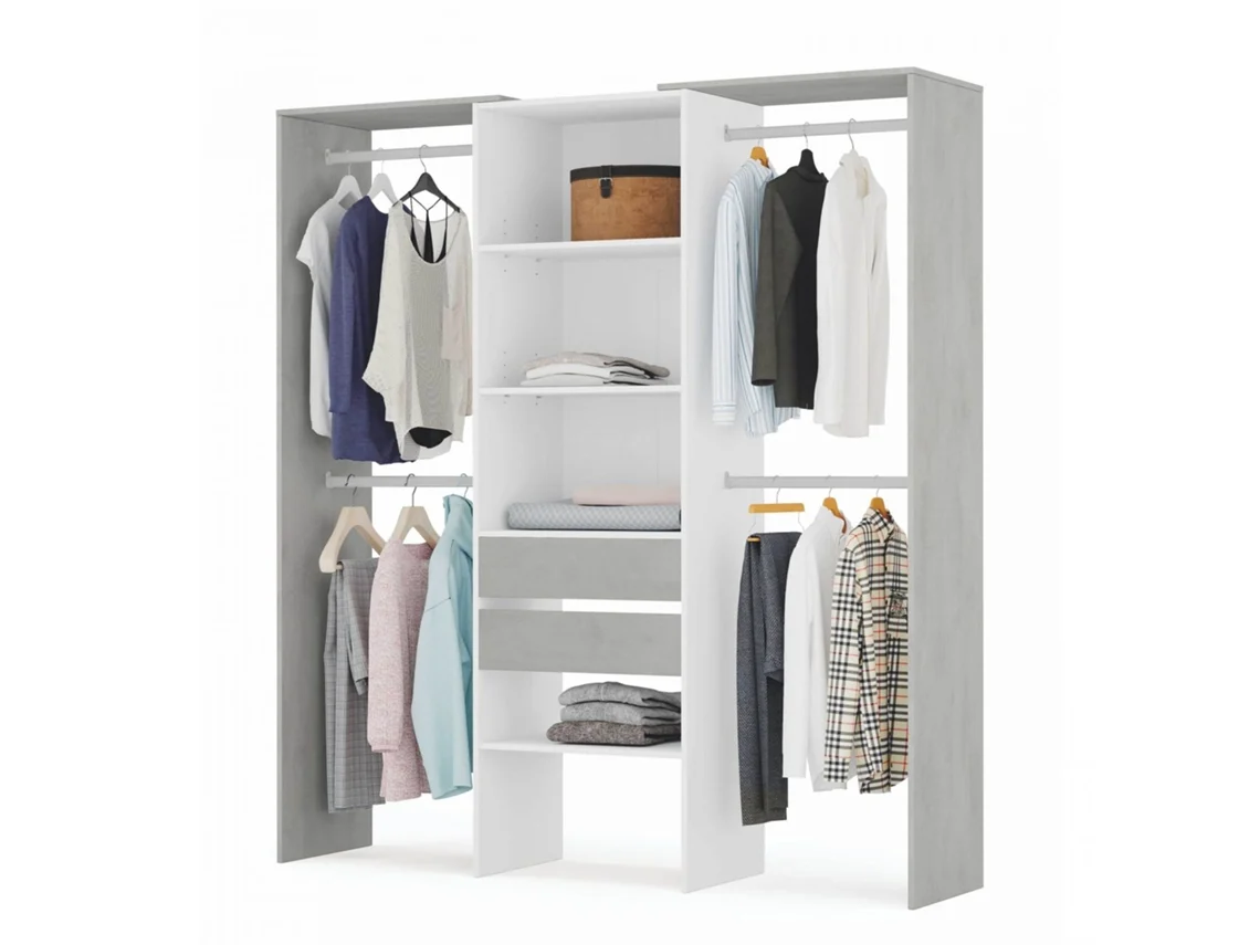 Armario vestidor Dress Blanco - Cemento x 202 x 50 cm