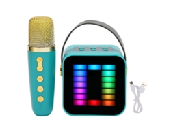 Mini Máquina De Karaoke Portátil Con Micrófono Y Altavoz Bluetooth, Color Verde Rgb.