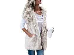 Chaleco Sem Mangas De Lã Teddy Para Mulher Jaqueta Suave Inverno Tamanho 2xl Bege