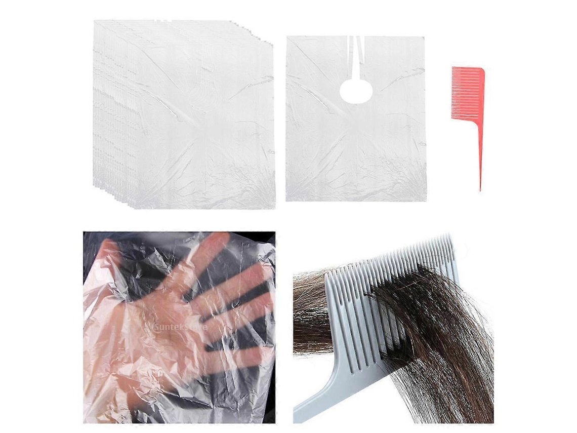 Set de 50 capas desechables para cortar el cabello, delantal de salón + peine para mechas