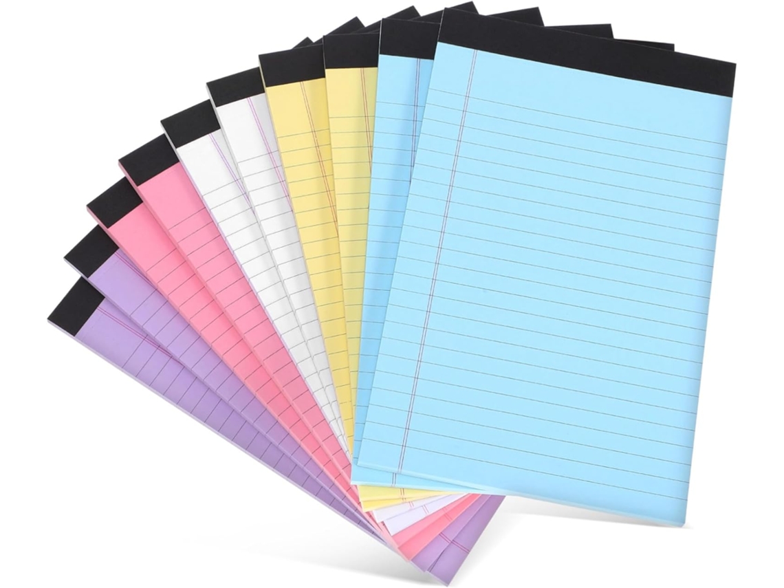 Paquete De 10 Blocs De Notas Coloridos, Hojas Fáciles De Arrancar Para Bocetos Y Notas, Papel Rayado.