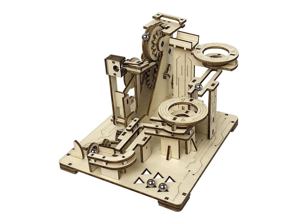 Maqueta De Madera 3d, Con Movimiento Mecánico Diseño De Bolas De Piedra En Espiral. 153 Piezas.