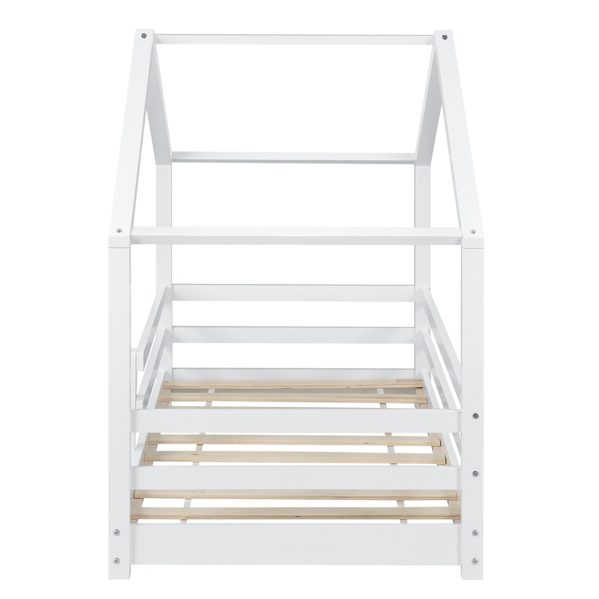 Estructura De Cama infantil en.casa blanco madera 90x200 cm para niños 90 200 con somier pino diseño casa reja
