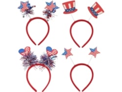 Decoração Para Festa Do Dia Da Independência Dos Eua - De 4 Peças: Mini Chapéu E Tiara Com A Bandeira Americana.