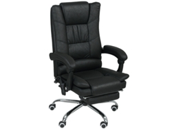 Sillón De Oficina Negro Con Función De Masaje, Reposapiés Ajustable Y Regulación De Altura, 64x70x118cm.