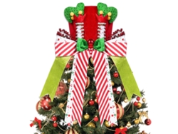 Sombrero de adorno para árbol de Navidad, sombrero grande de terciopelo rojo con patas de elfo RNEMITERY