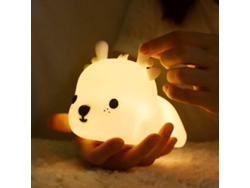 Lámpara de noche infantil de silicona con forma de ciervo para dormitorio (blanca)