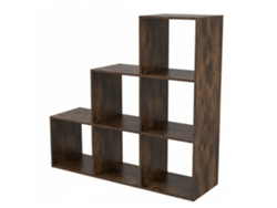 Relaxdays Estante Em Degraus, 6 Nichos, 97,5 X 97,5 X 29 Cm, Para Teto Inclinado, Sala, Castanho Vintage