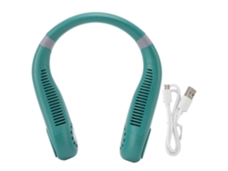 Ventilador de cuello sin aspas con luz de respiración, 2400 mAh, color verde.