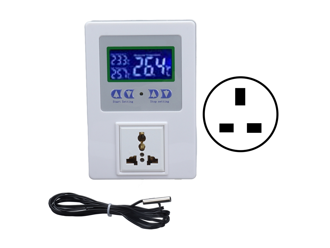 Controlador De Temperatura Digital Con Led Y Sensor Termostato Preinstalado Ac110-240v Plug Uk