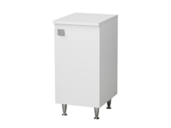 Mueble bajo con 1 puerta a la derecha, fresno blanco | Mueble multiusos con patas metálicas | Fondo 50 cm | Ya montado, The White Stone