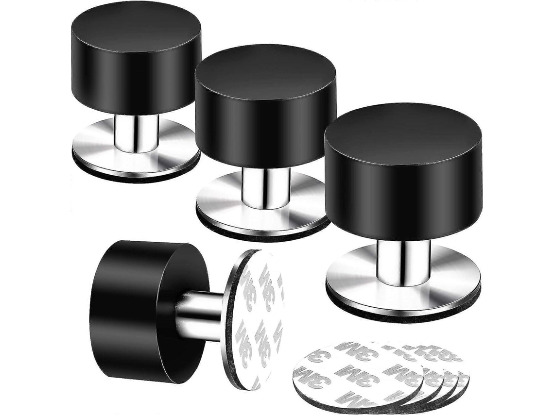 4 Taponeras Para Puertas Y 4 Pegatinas Adicionales - Taponeras Autoadhesivas Negras De Acero Inoxidable