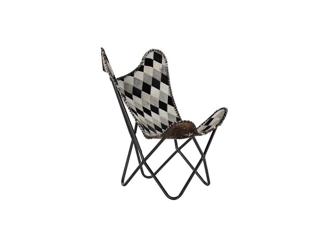 Sillon Piel Hierro Rombos Marron 70x70x90cm