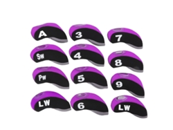 Vlrla-12pcs Fundas Para Cabezas De Palos De Golf Neopreno Anti-rayas Protectoras Exteriores Negro Y Morado