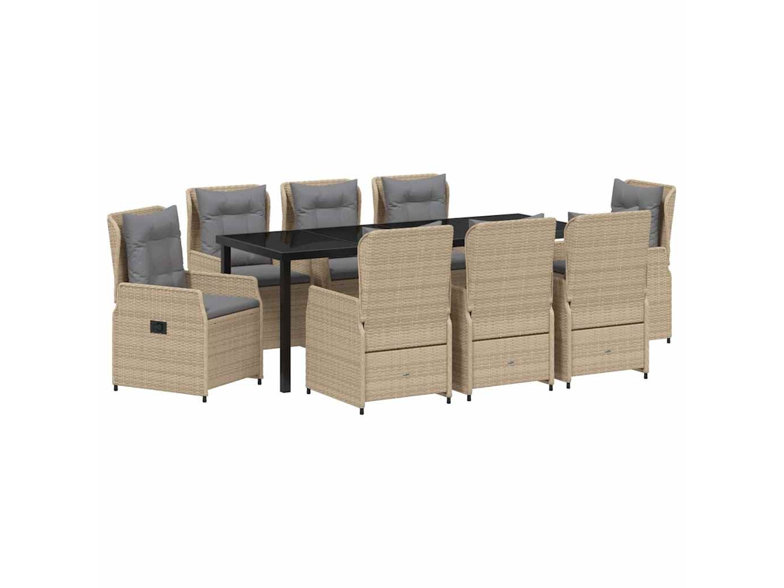 Maison Exclusive - Conjunto De Comedor De Jardín 9 Pcs Beige Y Gris Claro