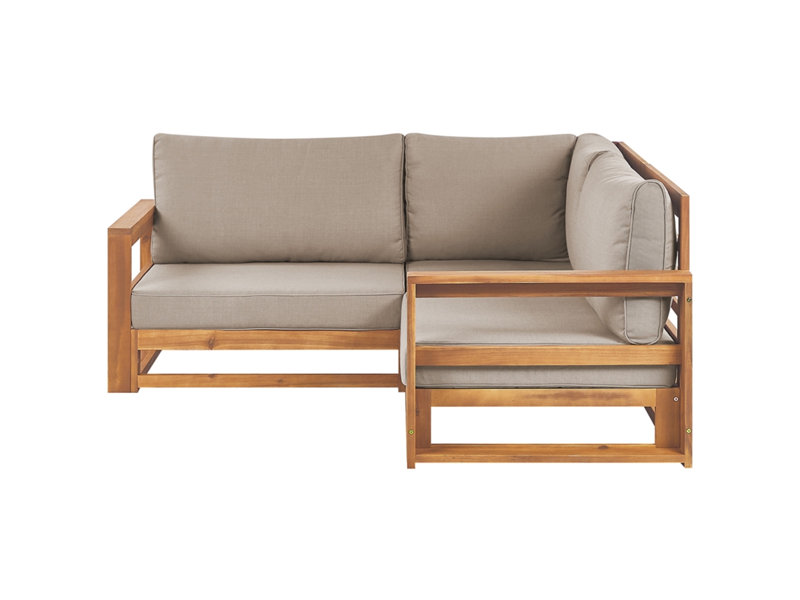 Sofá esquinero BELIANI Timor de Madera de acacia con certificado FSC® Madera clara 167x167x72