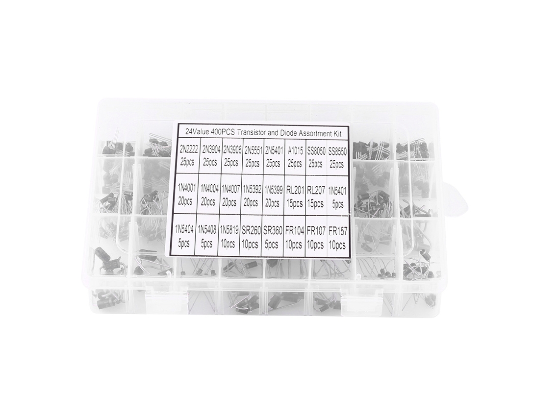 Set De 400 Piezas Transistores Y Diodos Rectificadores 24 Valores Con Caja De Almacenamiento