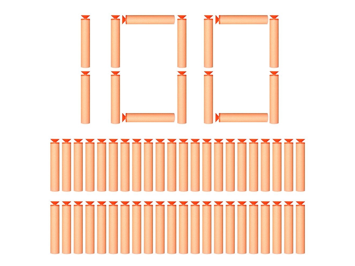 100 Dardos De Goma Eva De 7,2 Cm Con Cabeza De Ventosa, Juguete Para Exteriores, Regalo Para Niños.