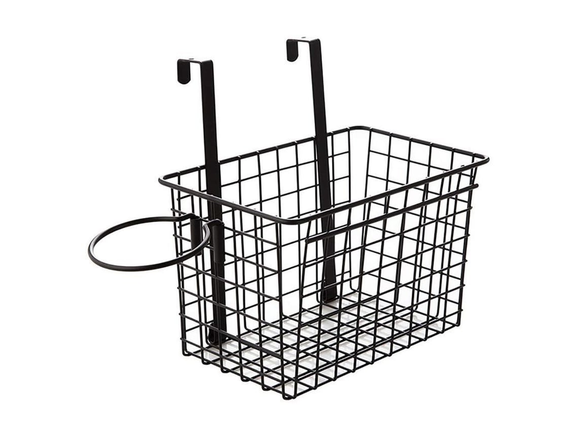 Soporte Para Secador De Pelo Con Cesta De Almacenamiento, Tirador Para Puerta De Baño/cocina, Negro