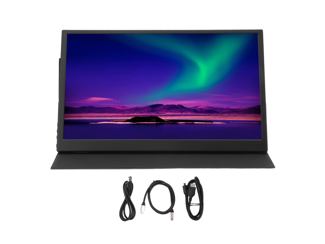 Monitor Portátil 2k De 15.6 Pulgadas Ips Black Con Funda De Cuero, Pantalla Externa Para Computadora