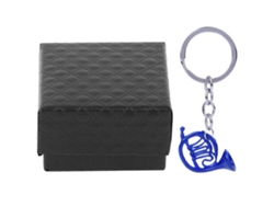 Llavero Pequeño De Metal Azul Con Forma De Cuerno, Ideal Para Mochilas O Bolsos.