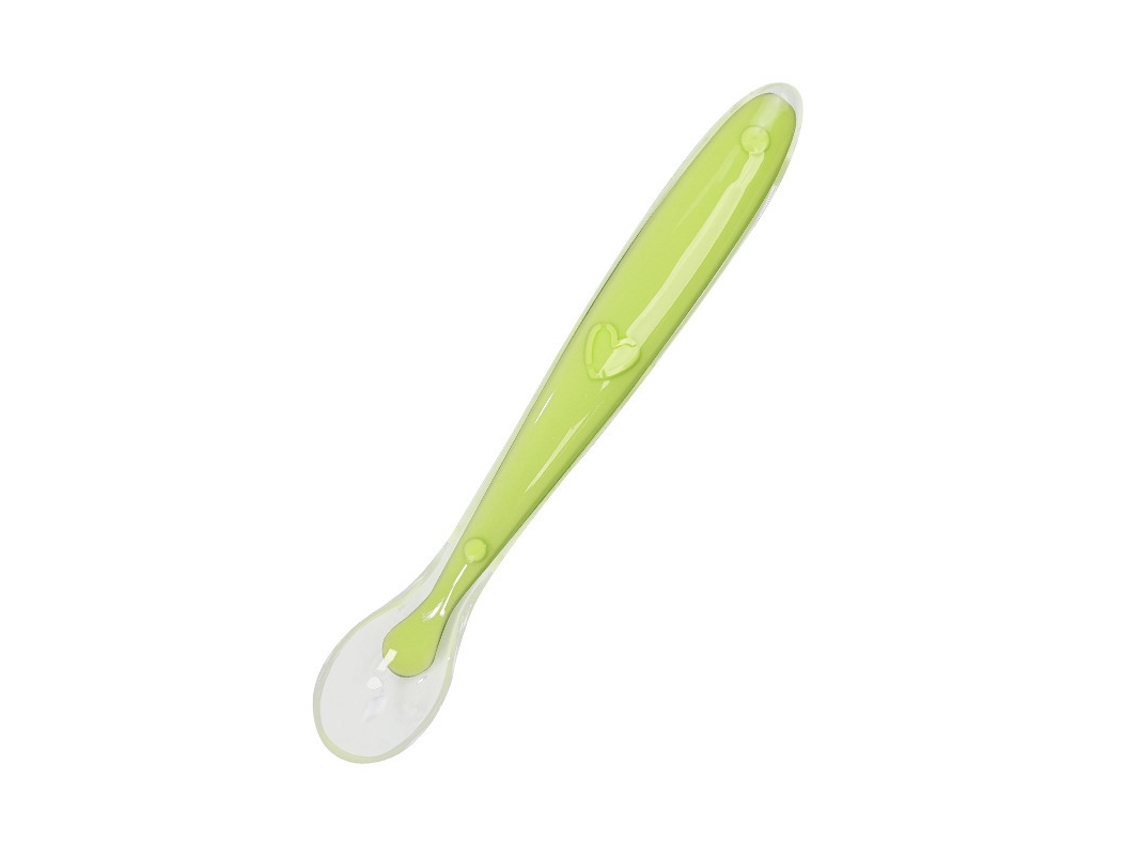 Cuchara de silicona para bebé, cuchara de silicona suave, vajilla para la alimentación infantil, 5 unidades, color verde.
