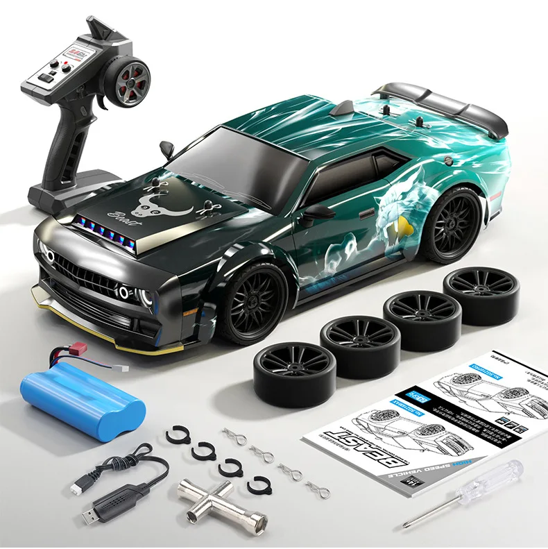 (verde) Carro De Controle Remoto, Velocidade Superior A 70 Km/h, Carro Esportivo De Controle Remoto Com Tração Nas Quatro Rodas Sem Escova.