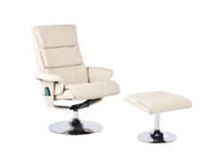 Poltrona De Massagem Com Apoio Para Os Pés Beliani Legend De Pele Sintética Creme 78x80x103