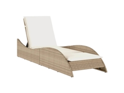 Chaise longue de mimbre beige con cojín MAISON EXCLUSIVE (60x205x73 cm)
