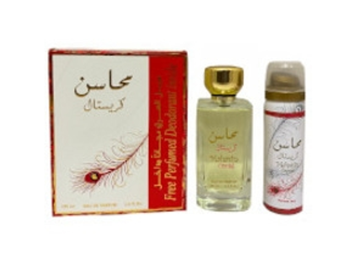 Perfume LATTAFA Mahasin Crystal Gift Set Edp 100 Ml And Deospray 75 Ml 100Ml