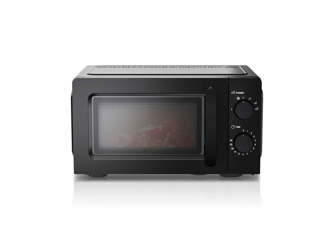 Microondas 20l 700w 6 Niveles Potencia Negro Descongelación Rápida Fácil Limpieza, Negro