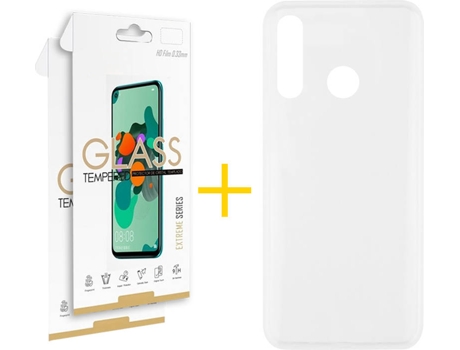 Kit Funda + Protector de Pantalla Huawei P40 Lite-E SKYHE Cristal Templado 7486 Transparente